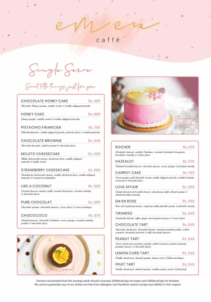 single serve menu em en