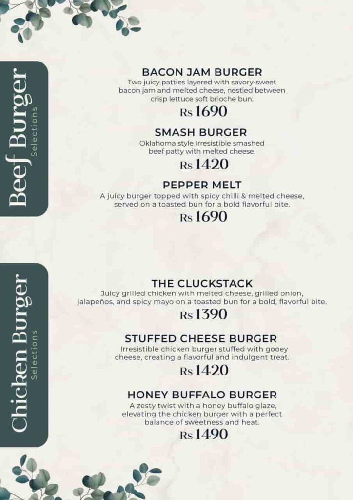 terraza restaurant burgers menu