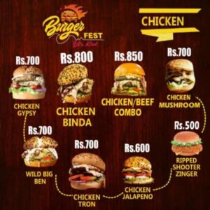 chicken burger menu