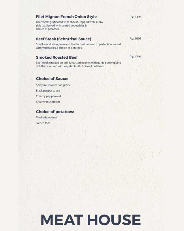 meat house menu