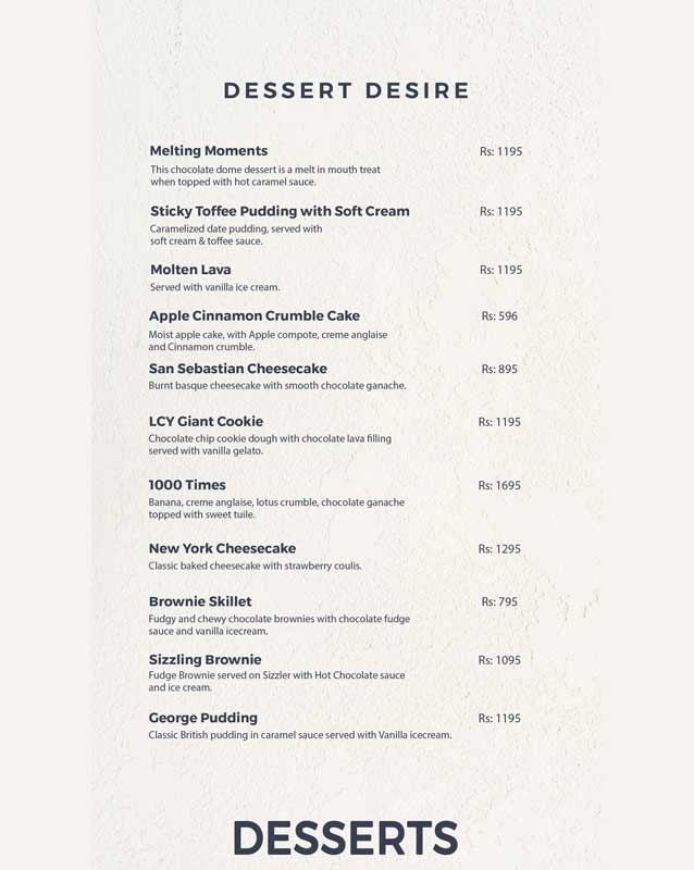 london courtyard desserts menu