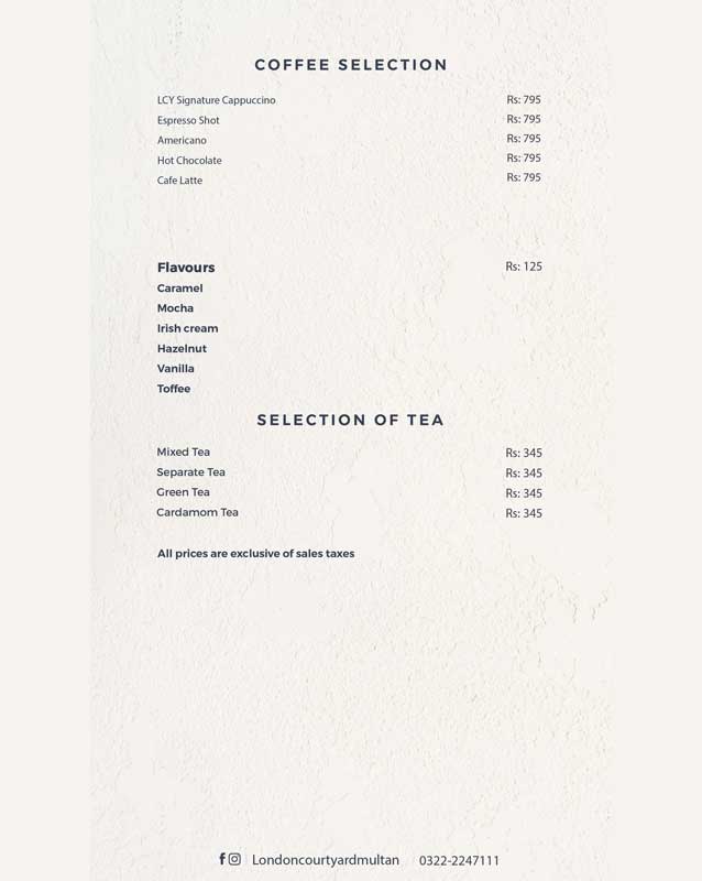 beverages menu