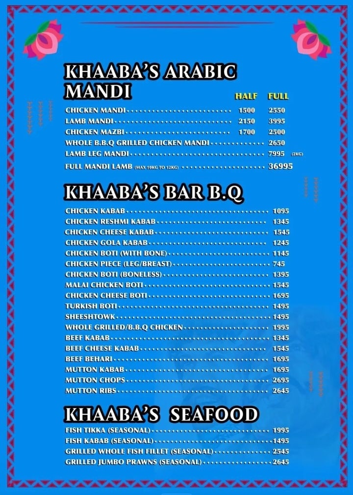 khaaba menu