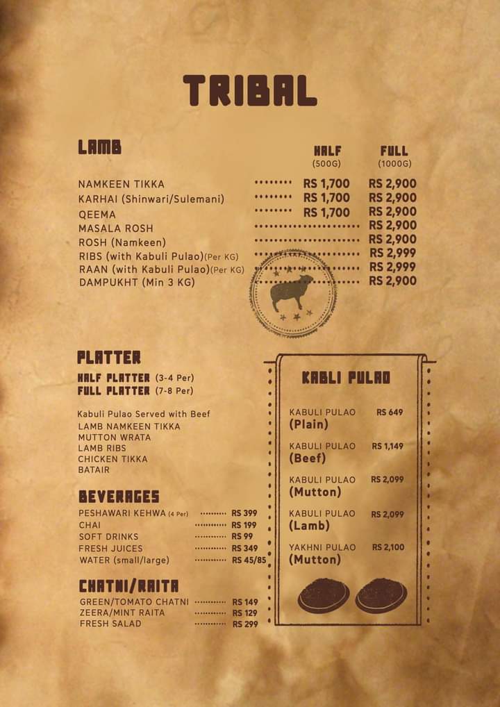 the lost tribe menu