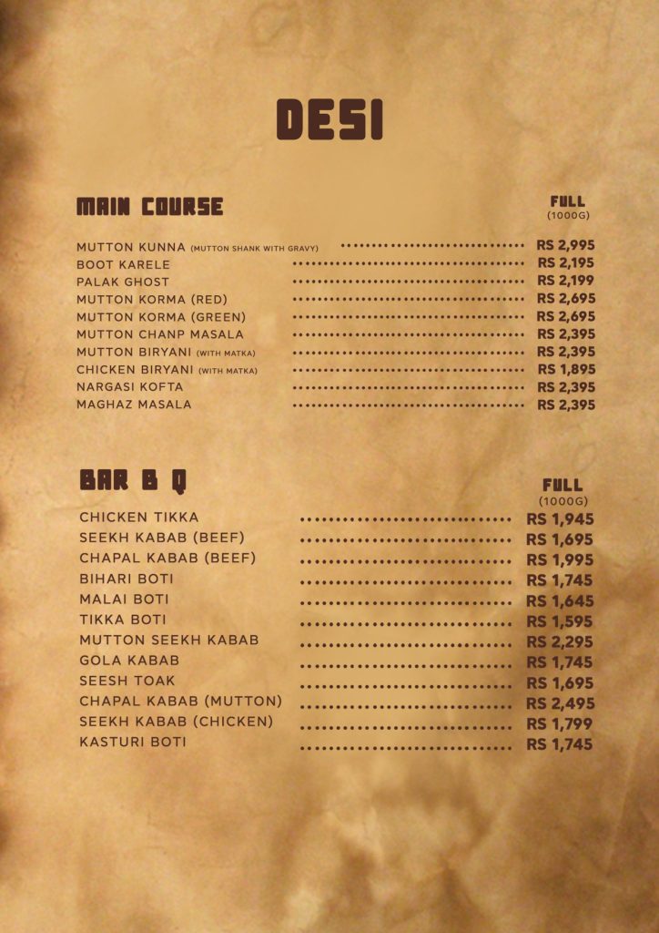 the lost tribe menu