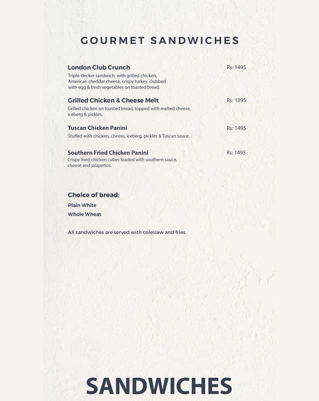 sandwiches menu