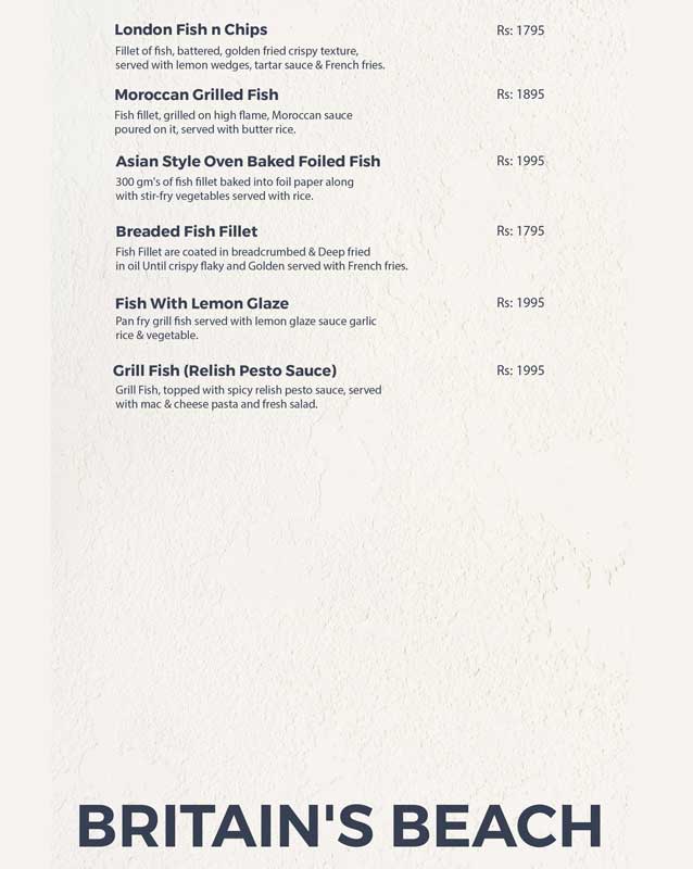 seafood menu london courtyard lahore