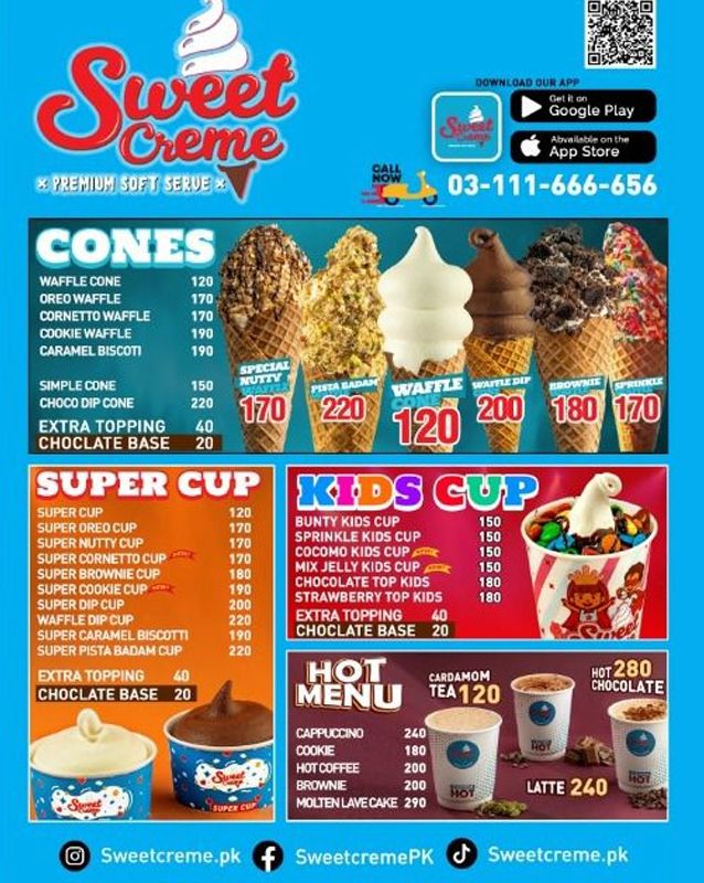 sweet creme cups menu