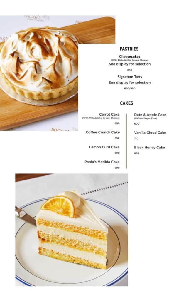 cakes menu