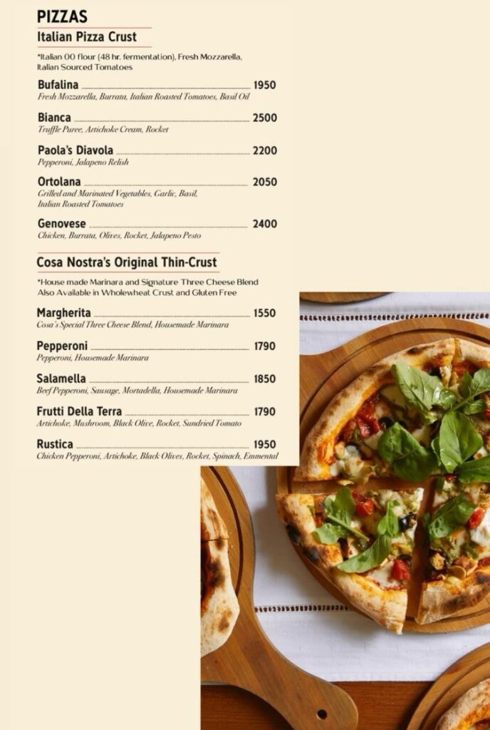 cosa nostra menu