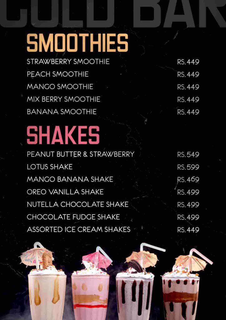 shakes menu