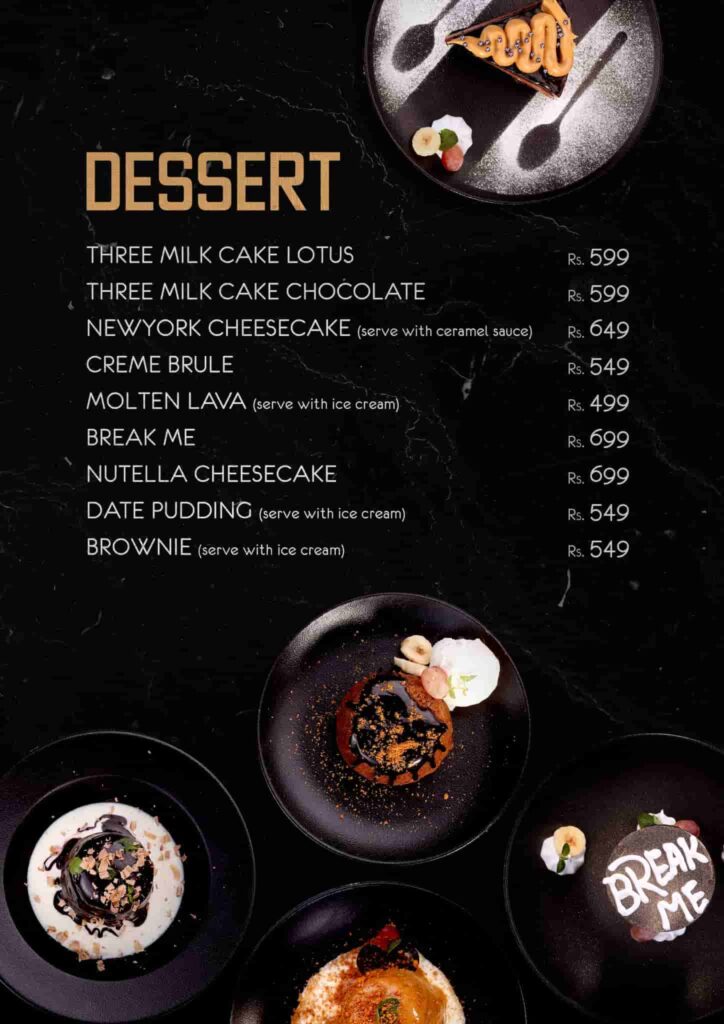 the sicilian dessert menu