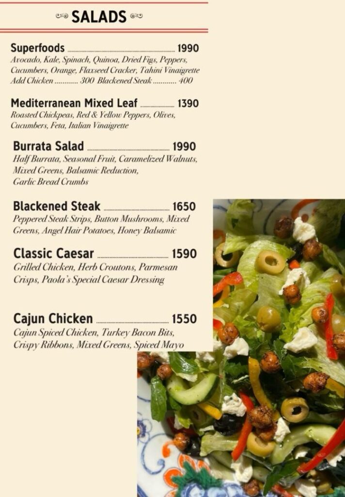 salad menu