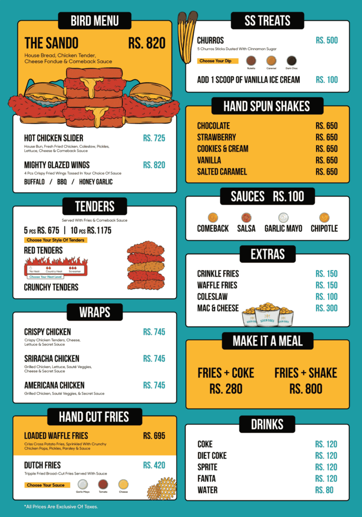 seven sides menu