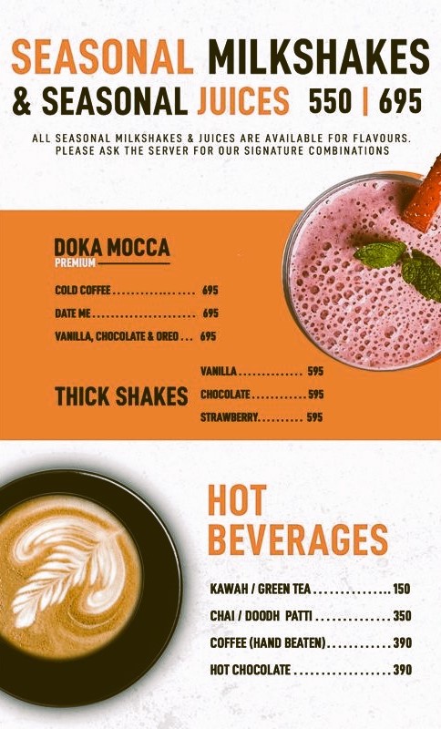 beverages menu doka mocca