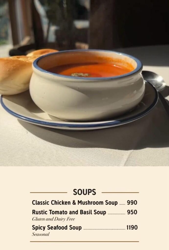 soups menu