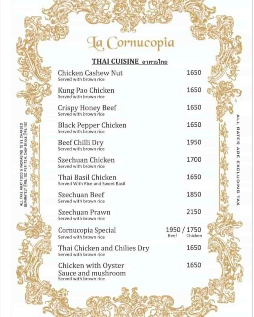 la cornucopia menu