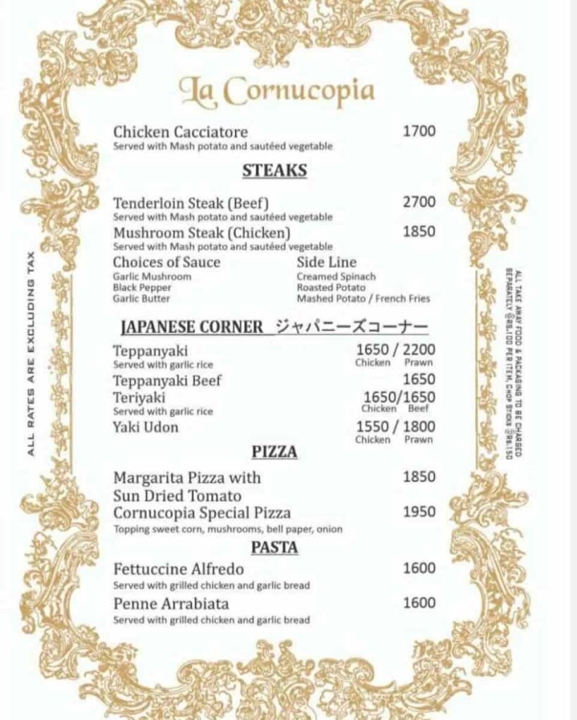 la cornucopia menu