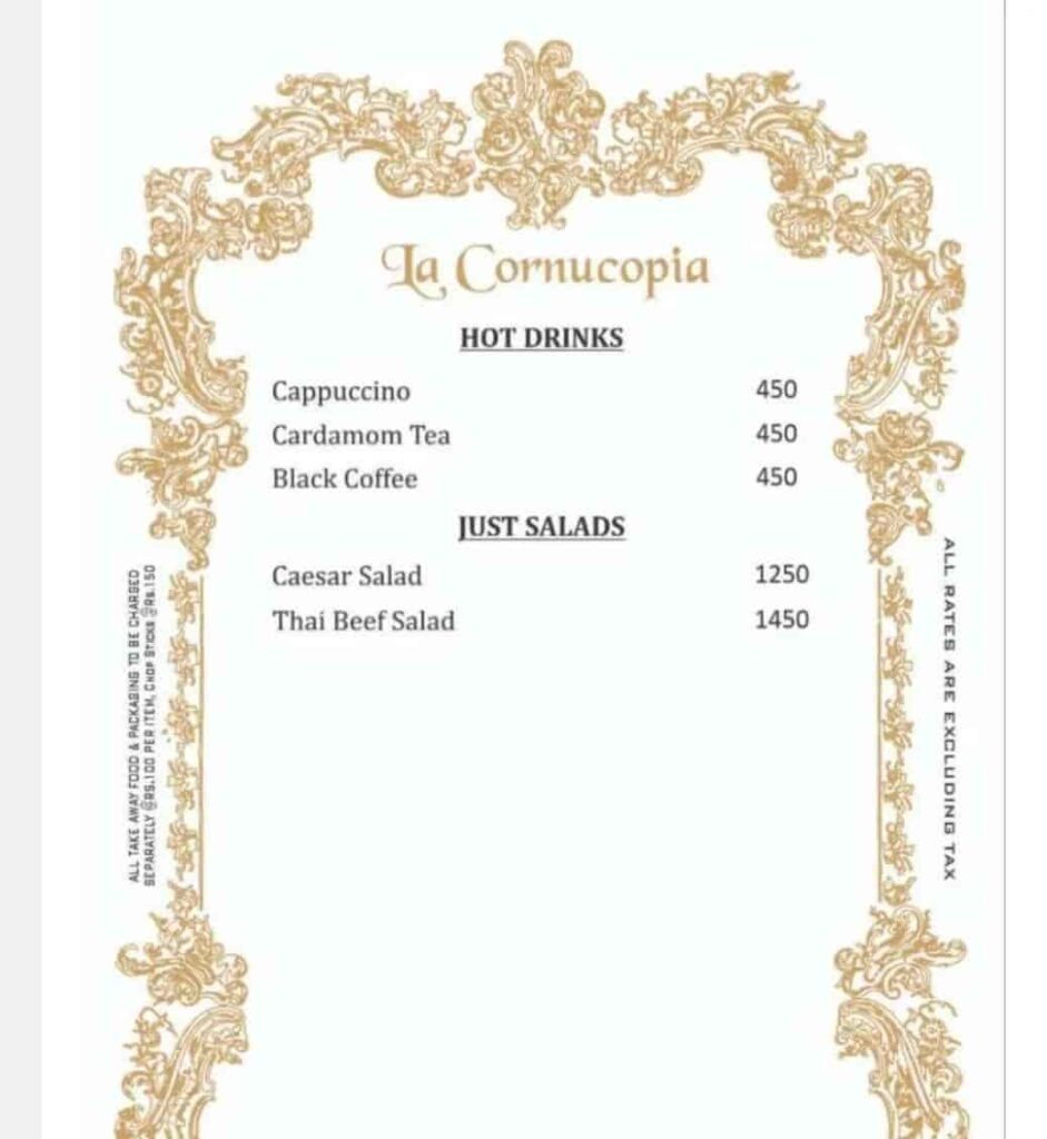 la cornucopia menu